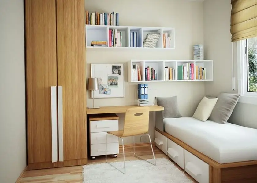 Tempat Tidur di Salah Satu Sudut Desain Kamar 3x3